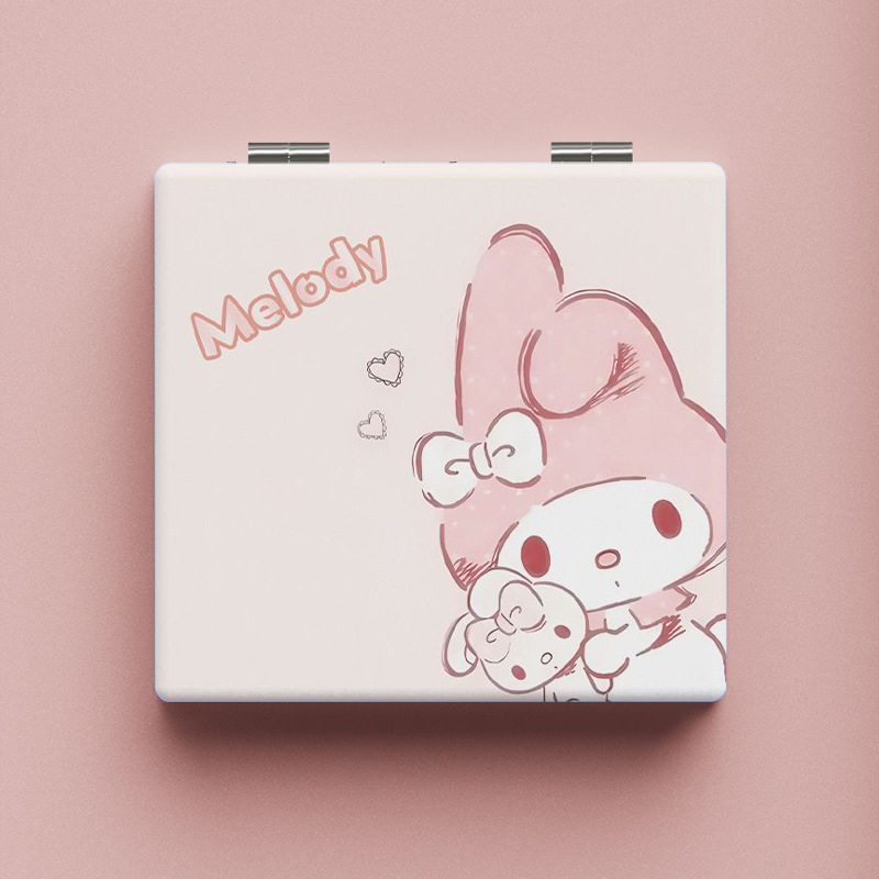 Lindo espejo pequeño Sanrio Kulomi espejo de maquillaje portátil de alto valor espejo de maquillaje portátil dormitorio de estudiantes espejo de maquillaje plegable