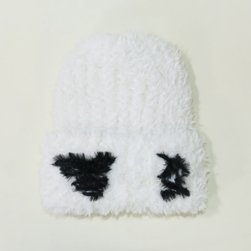 Plush Knitted for Women in Autumn Winter Korean Edition, Small Face and Versatile Woolen Hat, Big Headband, Warm Ear_voghion.com