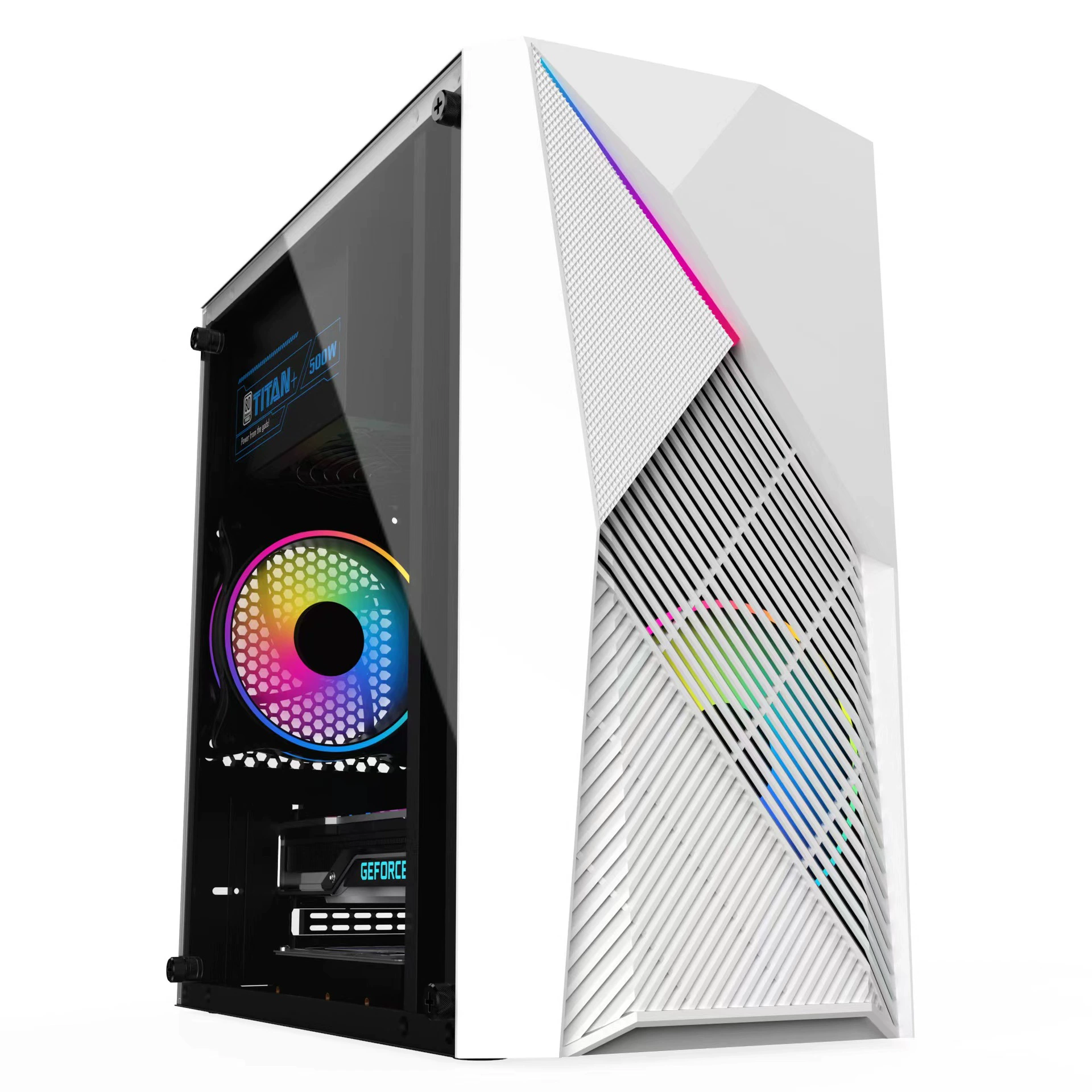M-ATX PC Case Empty Chassis, RGB Front Panel, 'Apocalypse' Black or White, Fan-Compatible