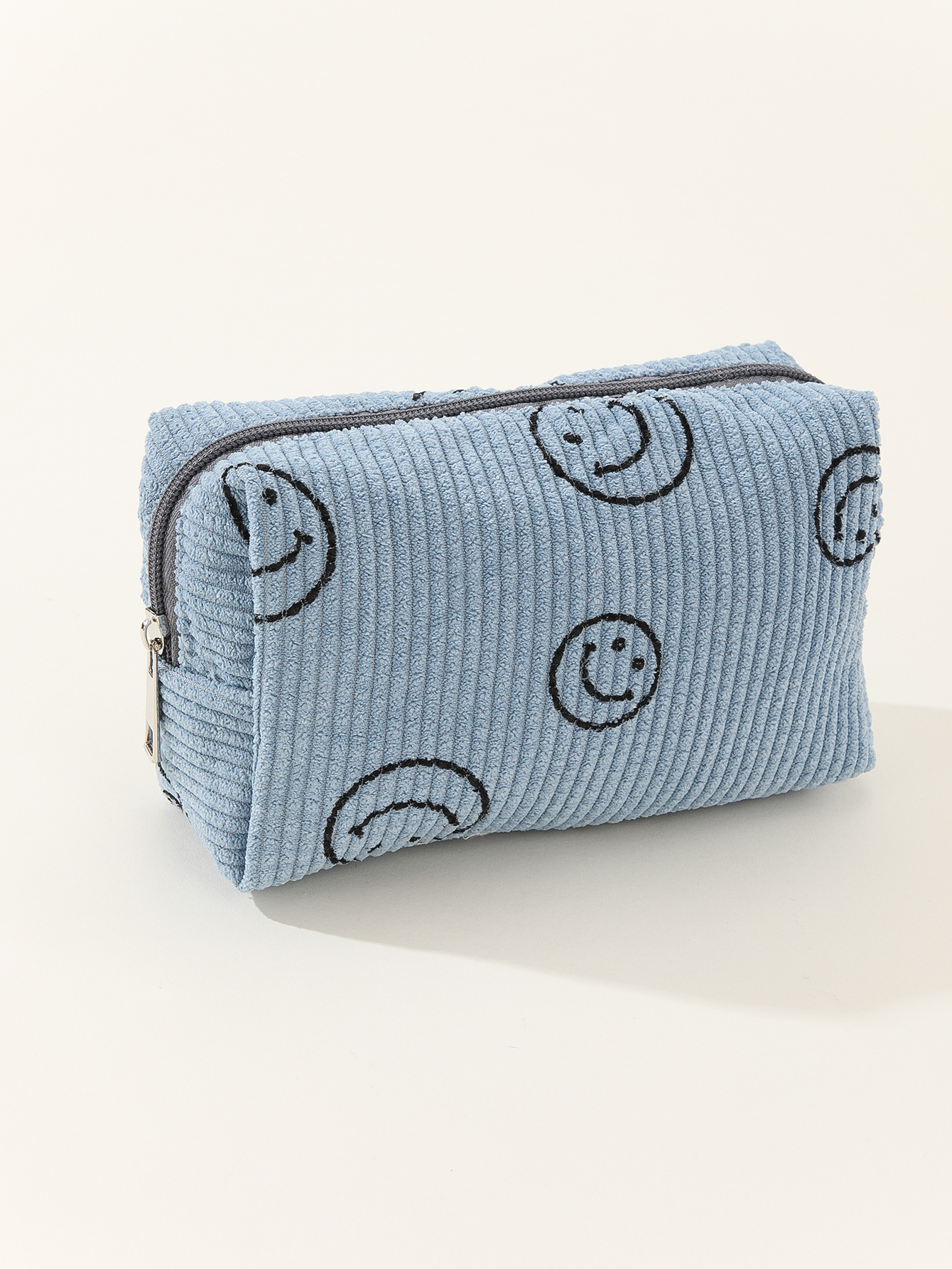 Smiley toiletry bag, corduroy toiletry bag, stationery storage bag, portable pencil case, travel cosmetic bag