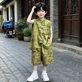 男童套装夏装汉服2026新款无袖古风唐装表演儿童夏季中国风演出服