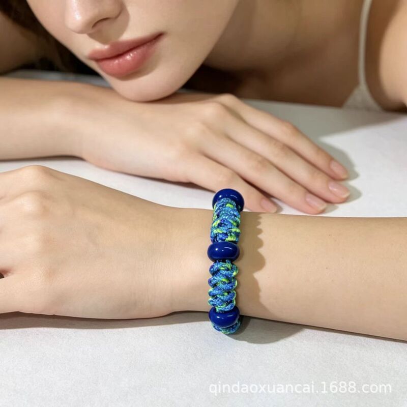 Cross-Border European and American Simple Acrylic Beads Handmade String Braided Bracelet Jewelry Individually Packaged Cross-Border European and American Simple Acrylic Beads Handmade String Braided Bracelet Jewelry Individually Packaged