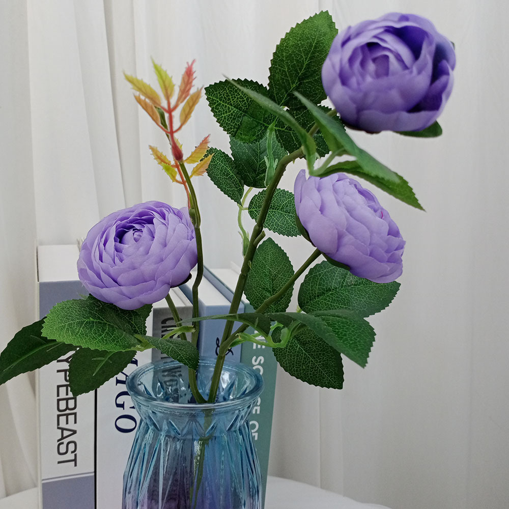 仿真3叉露蓮雞蛋花束 絹花客廳餐桌擺放花藝婚慶裝飾道具茶玫花束