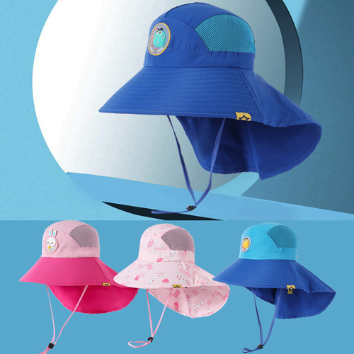Children's sun hat, baby sunshade cap, girls' fisherman hat, boys' large-brimmed sun hat, summer thin UV-protective