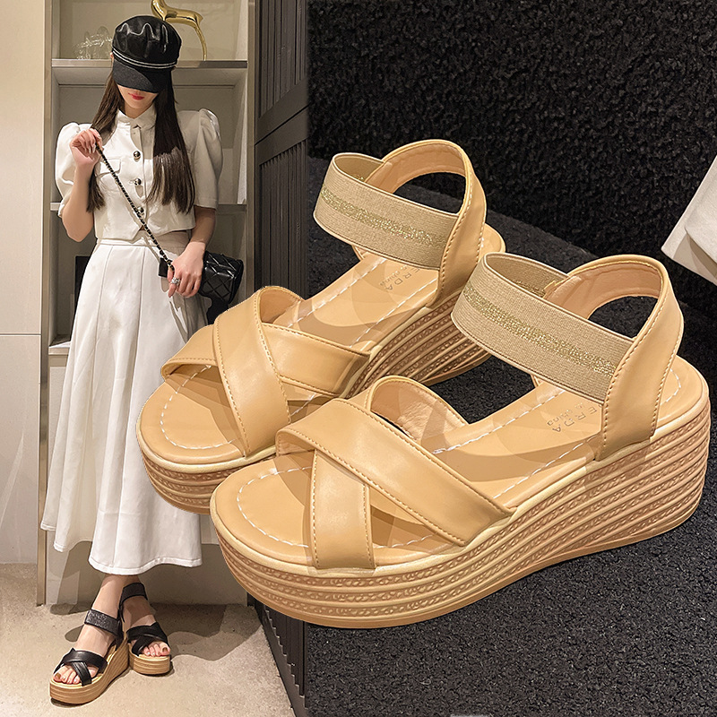 Summer sandals platform wedge heel open toe for leisure heels