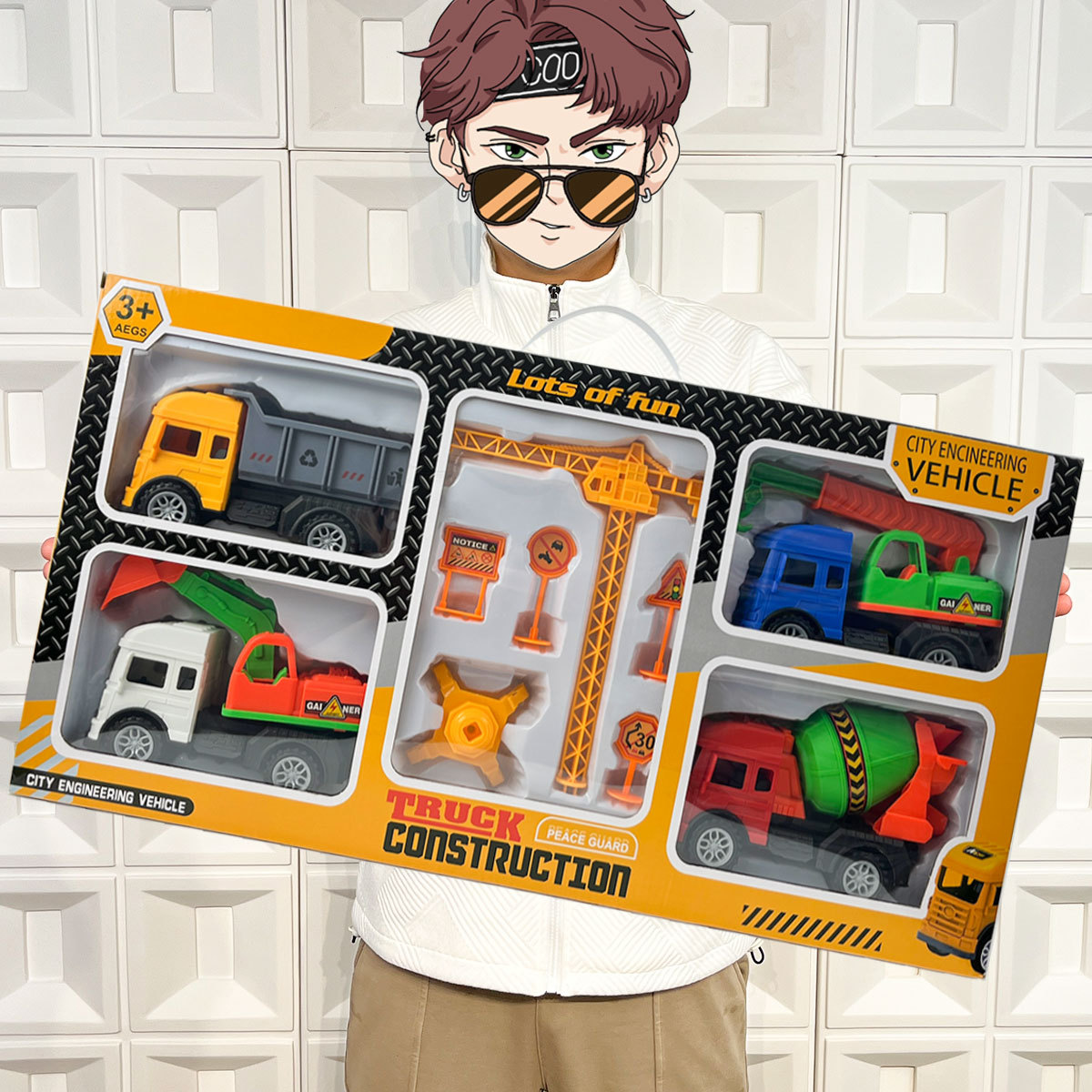 Juguetes para niños al por mayor retroalimentación inercia coche de ingeniería caja de regalo grande conjunto de excavadora mezcladora mecanismo de regalo