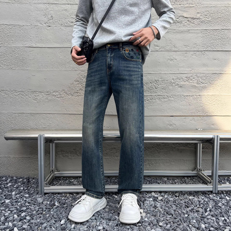 American Retro New Style Straight-Leg Jeans Trendy Brand Loose Straight High Street Versatile Casual Jeans for Men