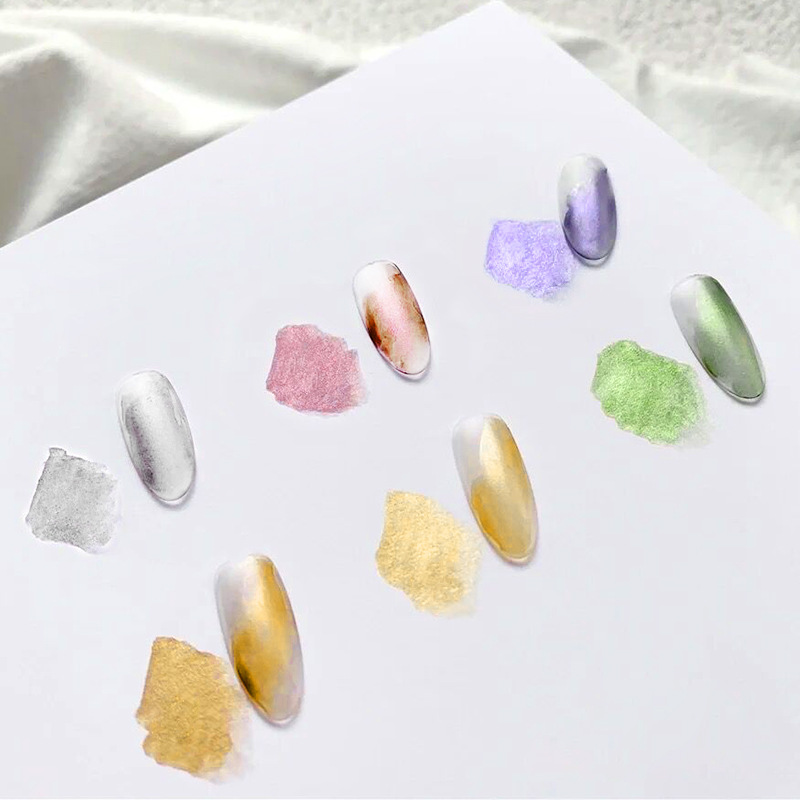 Manicure sólido color de acuarela color de perla color de acuarela color de polvo de mármol set de pigmento de acuarela de metal