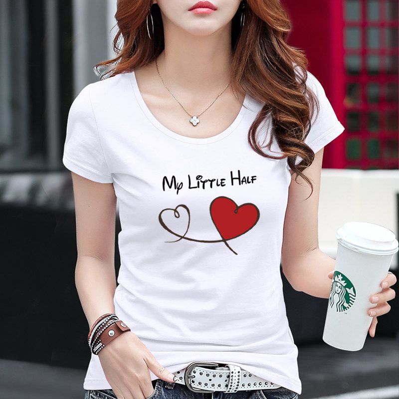 Short-Sleeved T-Shirt for Women, White, Summer New Style, Slim Fit, Versatile, Women's Black Top, Simple Women's Clothing