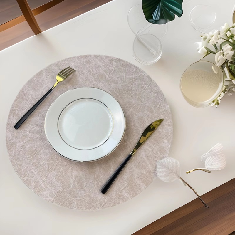 Barra de bar mantel de cuero redondo grueso retro, impermeable y a prueba de aceite, tapete de mesa, tapete de aislamiento térmico de mostrador de vajilla de sensación avanzada