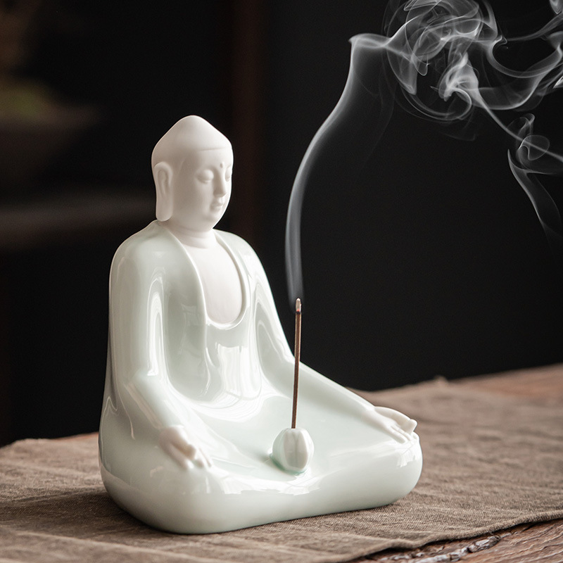 禅意大日如来佛系线香香炉小摆件家居陶瓷观音佛像佛祖茶宠装饰品