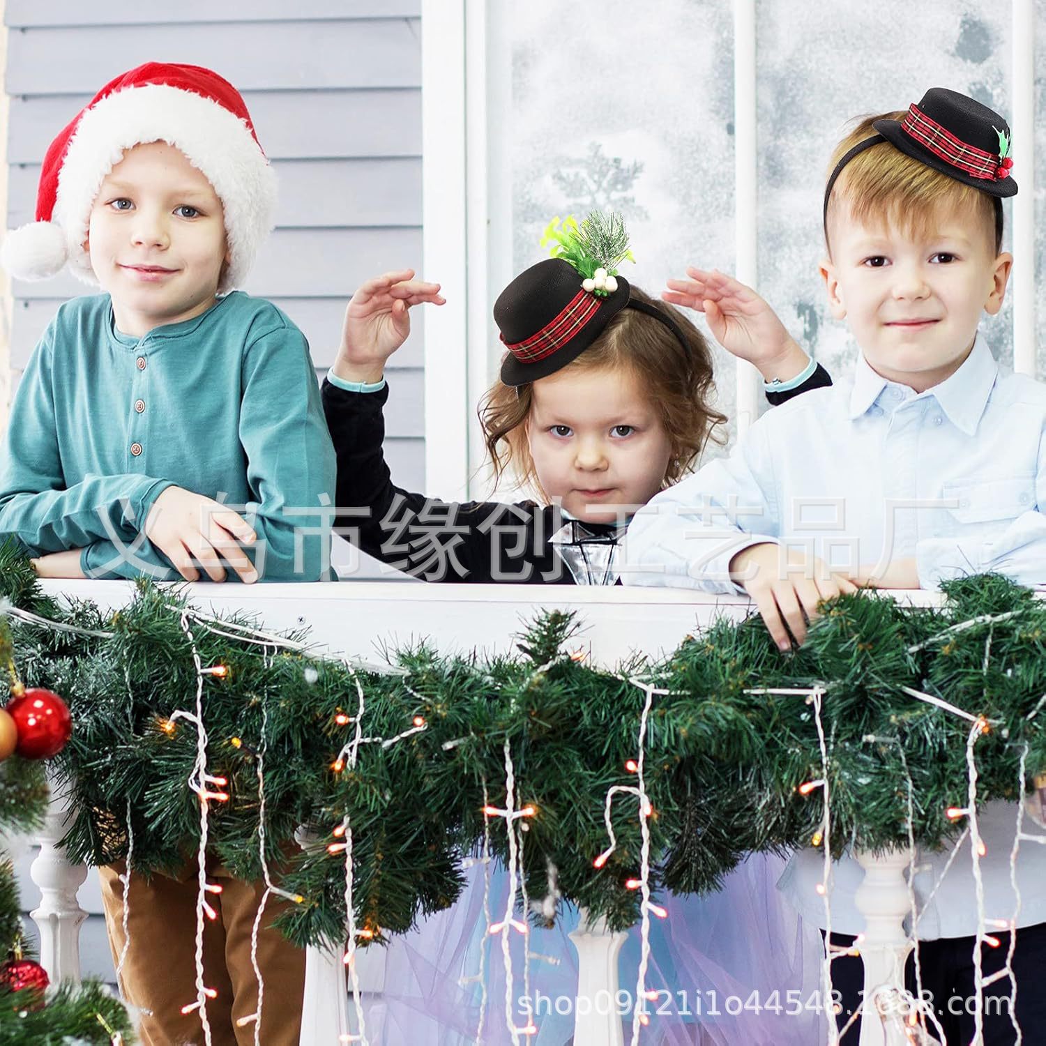 Christmas Snowman Headband Mini Hat Holly Berry Plaid Top Hat Holiday Party Party Headwear Photography Props