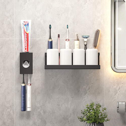 No-punch toothbrush rack tooth cup rack wall-mounted household toothbrush brushing mouthwash cup electric tooth cylinder toothpaste