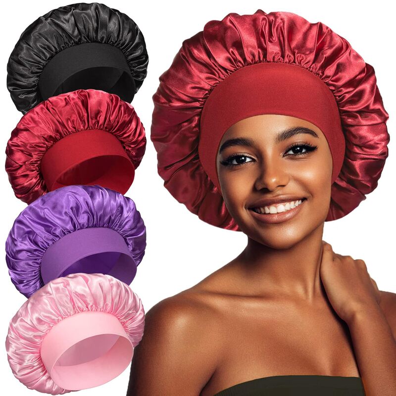 Cross-Border Women's Wide-Brimmed High-Elastic Hat, Headscarf, Beauty Shower Cap, Hair Care, Postpartum Care, Satin Sleep Cap Cross-Border Women's Wide-Brimmed High-Elastic Hat, Headscarf, Beauty Shower Cap, Hair Care, Postpartum Care, Satin Sleep Cap