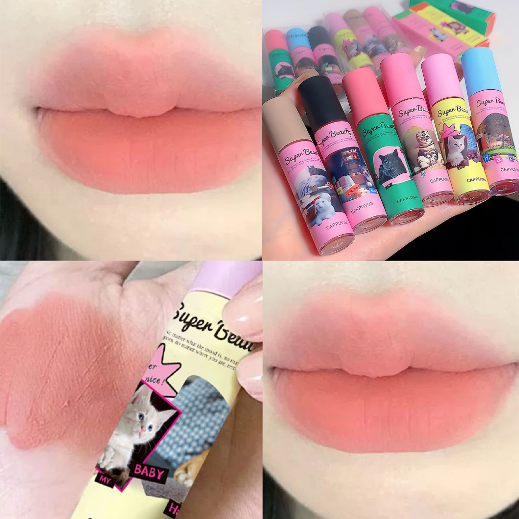Cappuvini Cat Lip Mud Milk Cake Lip Cream Non-Light Glaze Matte Lipstick Soft Mist High-Looking Affordable Student