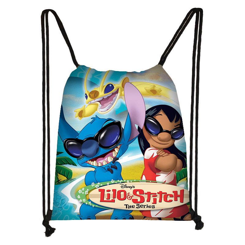 跨境新款史迪仔可愛學生束口袋兒童卡通便攜式抽繩收納袋一件起批