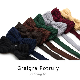 7-day replacement men's knitted bow tie men's original brown black navy blue brown dark green solid color