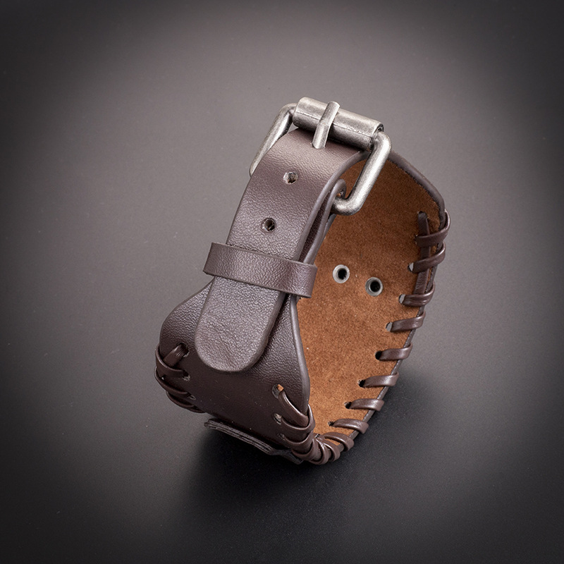 Simple Retro Viking Compass Leather Bracelet