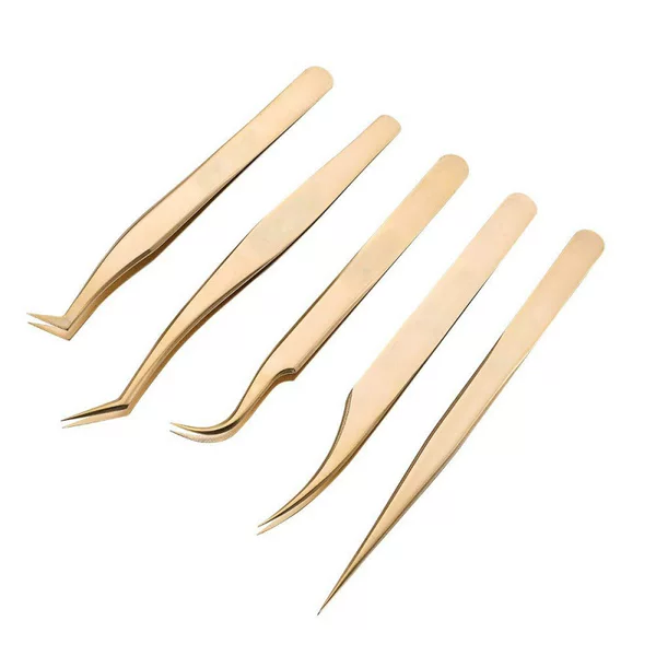 False Eyelash Tweezers Eyelash Maker Grafting Eyelash Curler Color Dolphin Gold Feather Clip High Precision Blossom Clip Tool