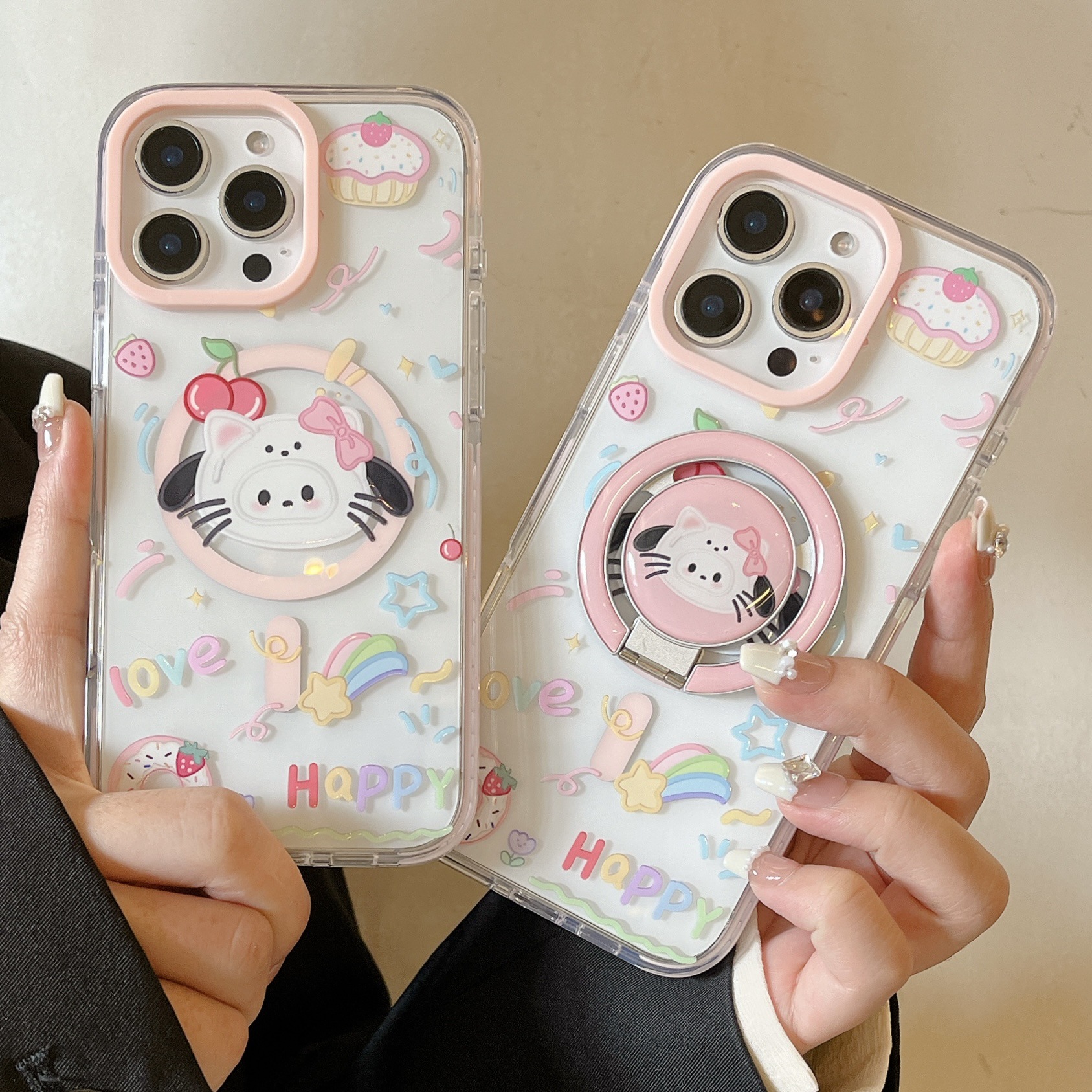 Dibujos animados lindo postre gato para iPhone16 funda para teléfono móvil 15ProMax magnético 14Pro fresco 16Pro