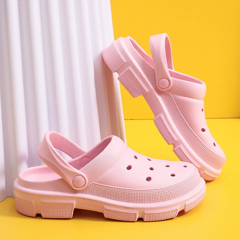 Однотонные Crocs женские весна и лето домашняя обувь с толстой подошвой пляжные ботоу EVA сандалии и тапочки для мужчин