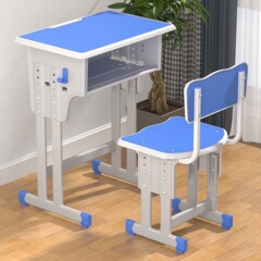 小学生の机と椅子を卸売りします。学校の補習塾のシングル二人でテーブルと椅子を訓練します。