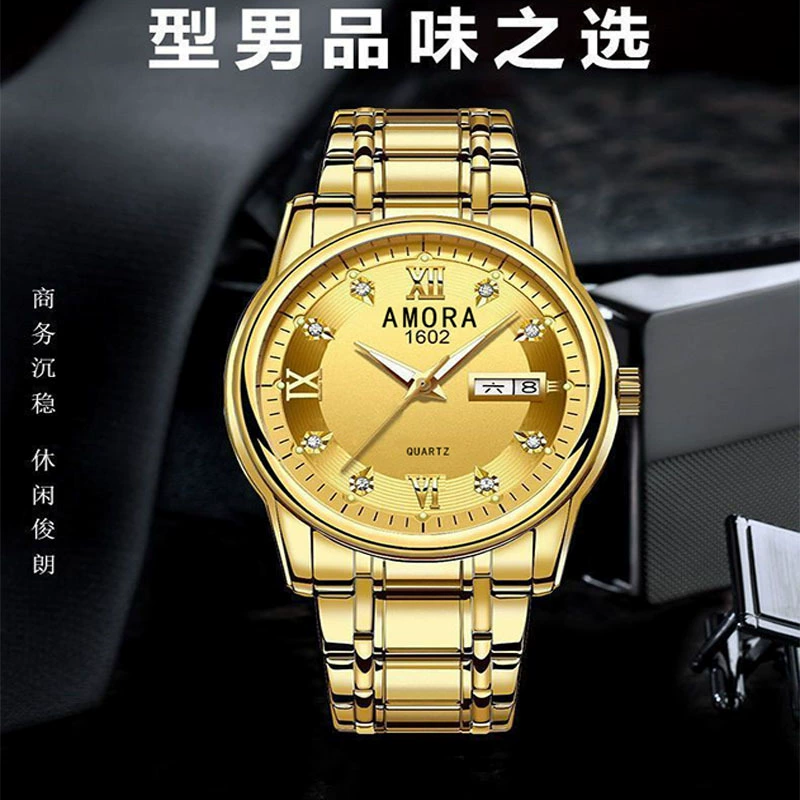 Xiangshiman автоматический механизм немеханические мужские часы двойной календарь ночный свет водонепроницаемый бизнес стальные кварцевые часы