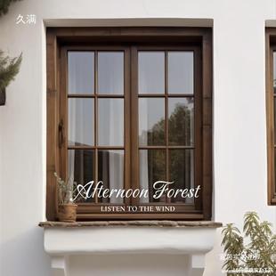 Japanese-Style Sliding Glass Wooden Frame Folding Window Sliding Window Wooden Window Left and Right Solid Wood Opening Glass Window Solid Wood Left