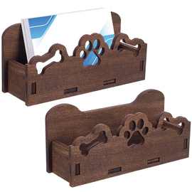 木质名片餐牌收纳盒前台餐馆办公室名片便签收纳底座镂空木收纳架