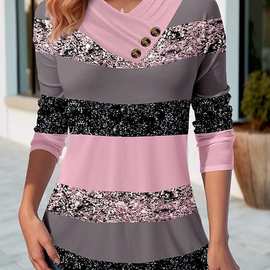 女士休闲女装时尚大码长袖T恤 3D印花T恤