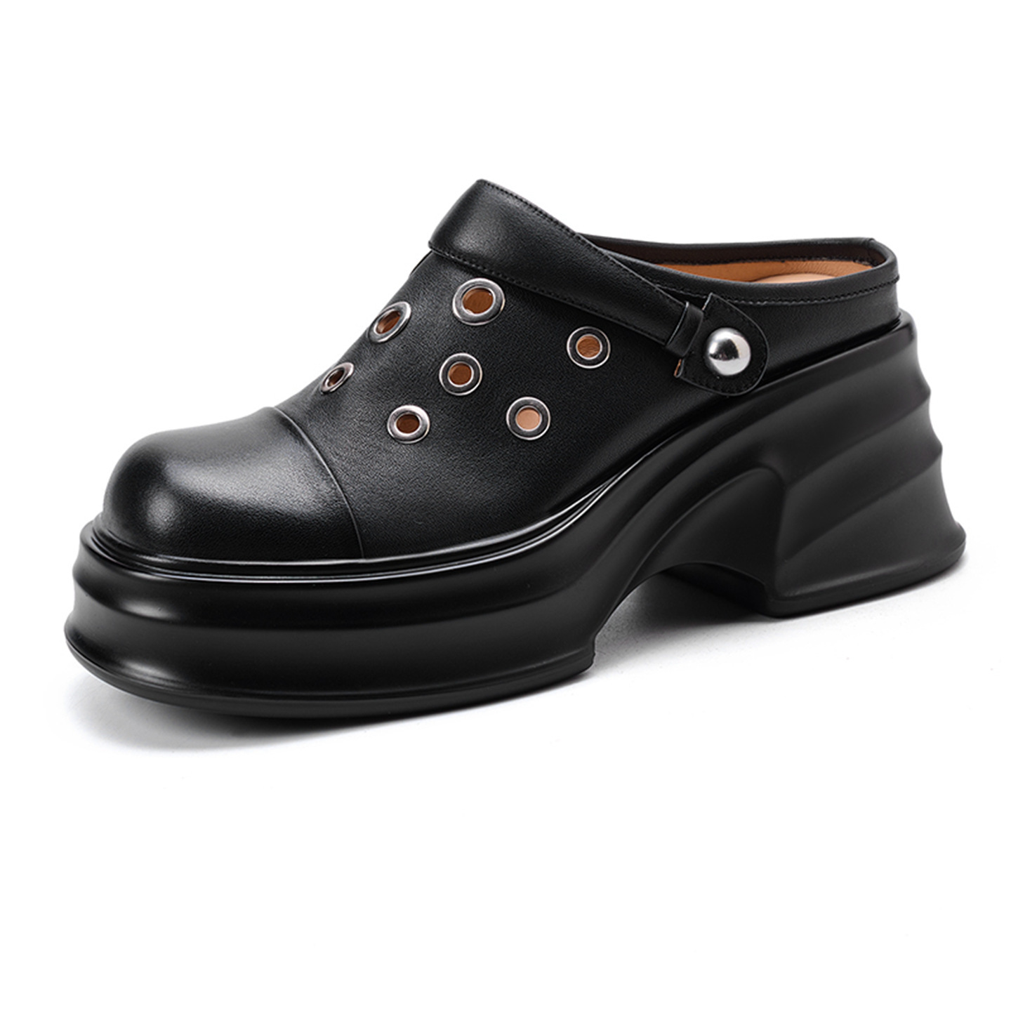 Dép sandal nữ mũi nhọn quai chữ V đế dày gót cao 9 cm — màu trắng ngà chi tiết 13