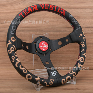 Factory direct car general 13 inch competitive steering wheel leather red TEAM VERTEX steering wheel