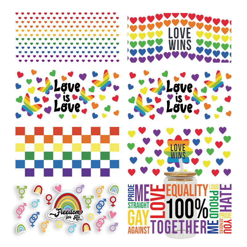 UV转印贴玻璃杯水晶标水晶贴跨境专供16oz琉璃杯专用贴23cmX11cm