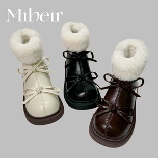 Girls' Martin Boots Children's Real Fur Lining Big Kids Plush Thick Warm Cotton Boots Soft Sole Boots Snow Winter Style
