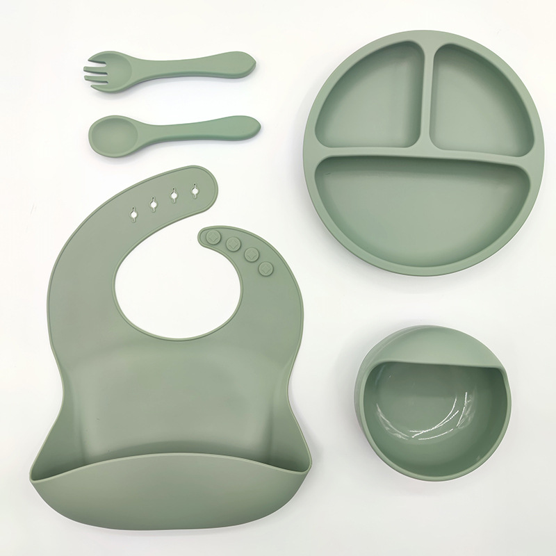 Juego de vajilla de silicona para niños, vajilla para alimentación maternoinfantil, plato de comida, tazón de comida, bebé aprende a comer, plato separado