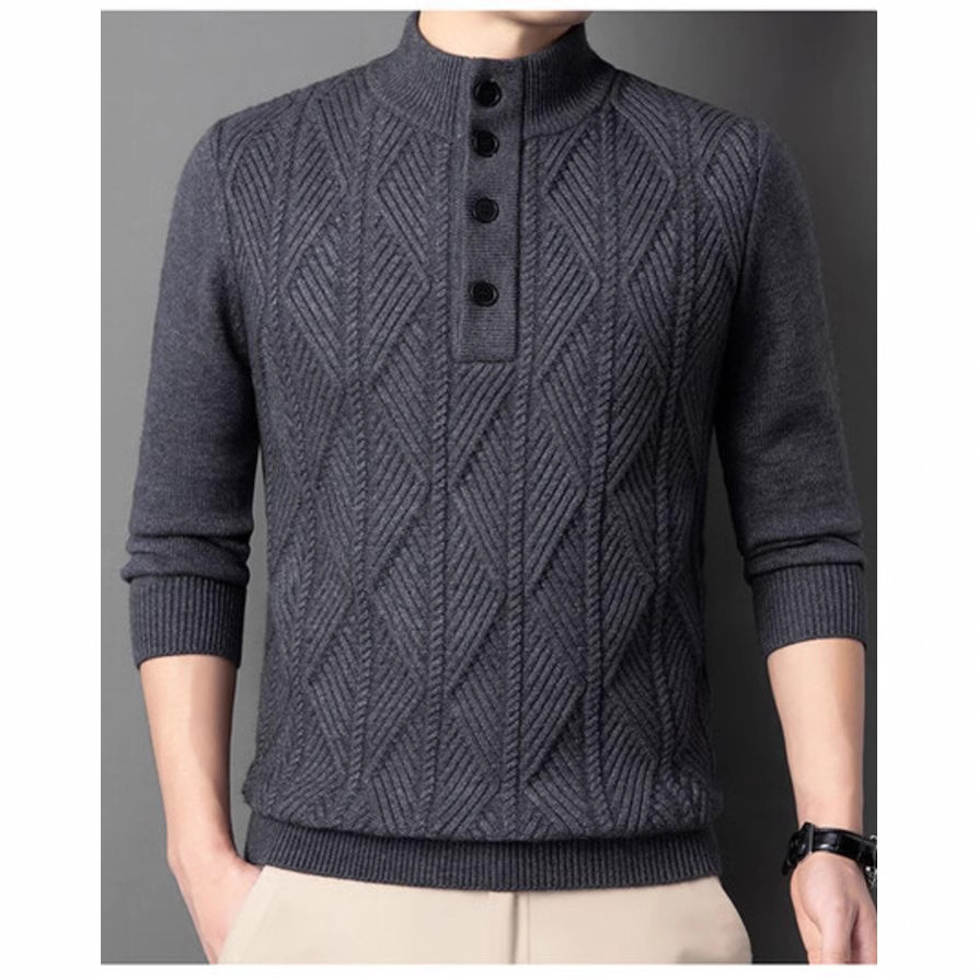 Camisa de punto transfronteriza suéter de hombre otoño y invierno nuevo estilo de hombre calentamiento camisa jacquard moda de comercio exterior chaqueta de hombre