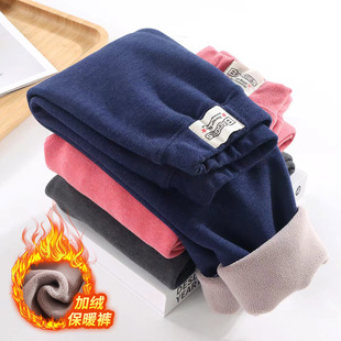 Children's boneless fleece-lined thick leggings warm pants one-piece pants trousers medium and large children's velvet pants winter
