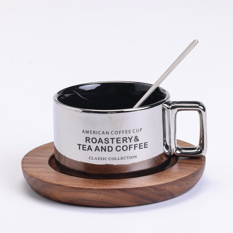 Plata + soporte de Copa de nogal nuevo + cuchara de acero