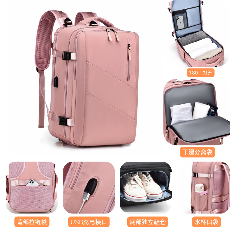 Mochila masculina expandible de gran capacidad, ideal para viajes o trabajo, diseño premium