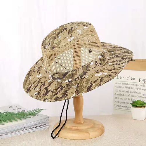 Men's Summer Mesh Breathable Hiking Hat Camouflage Fishing Hat Foldable Sun Hat Outdoor Travel Sun Hat