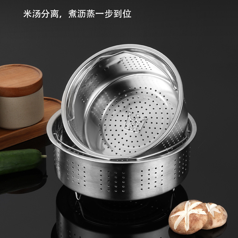304 ステンレス鋼蒸し格子炊飯器ハンドル付き 18-28 センチメートル蒸し器深め炊飯器蒸しラック蒸しトレイ|undefined