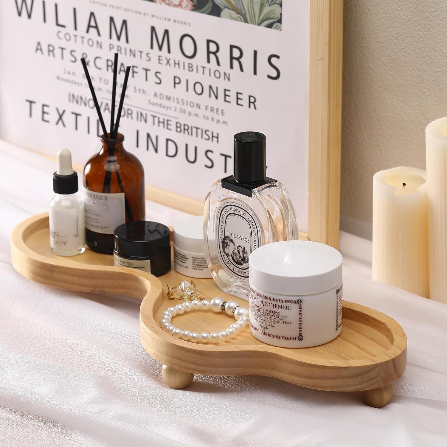 木质装饰托盘香薰蜡烛首饰收纳盘不规则家用实木珠宝展示盘底座