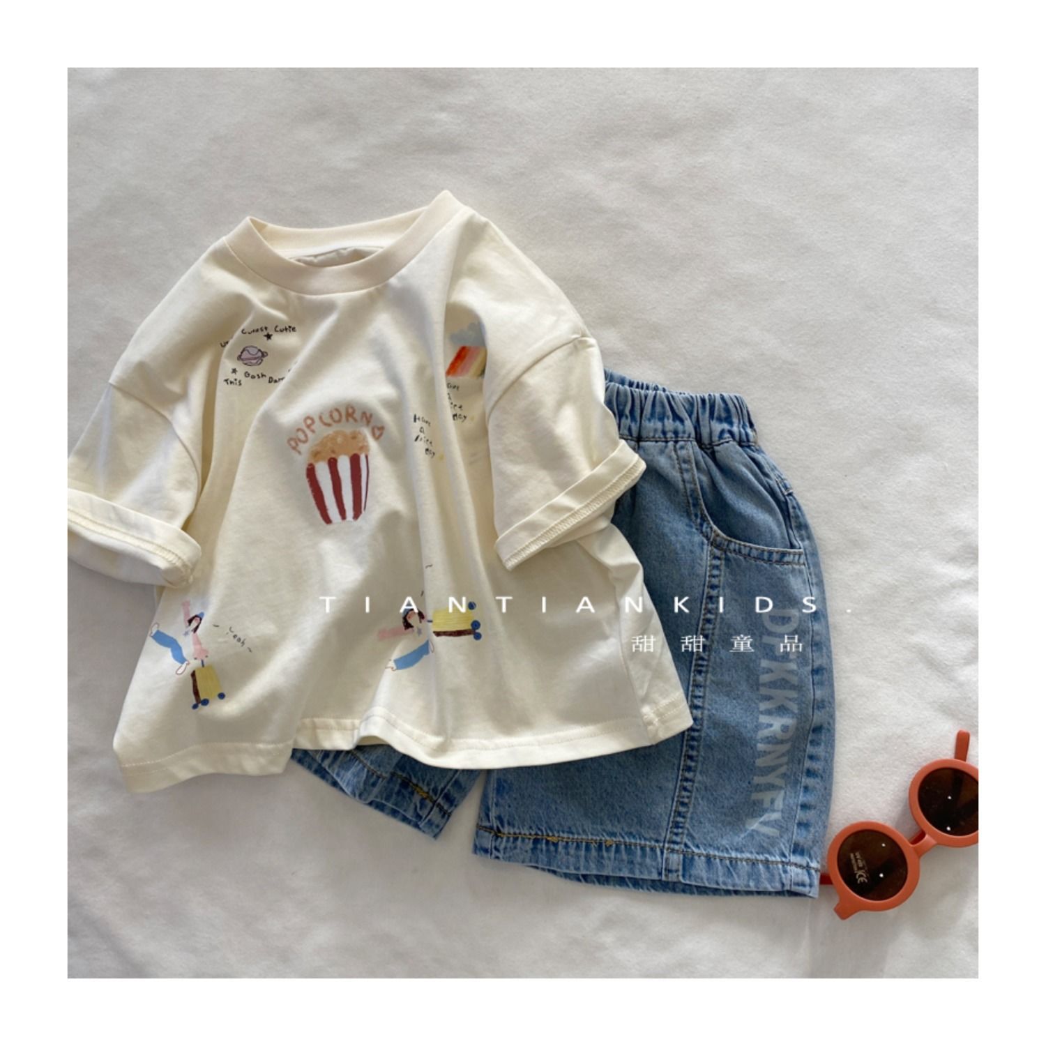 Children's Summer Cartoon Pattern Pure Cotton Short-Sleeved Loose Boys' Korean Half-Sleeved T-Shirts Girls' Casual Tops for Kidsren