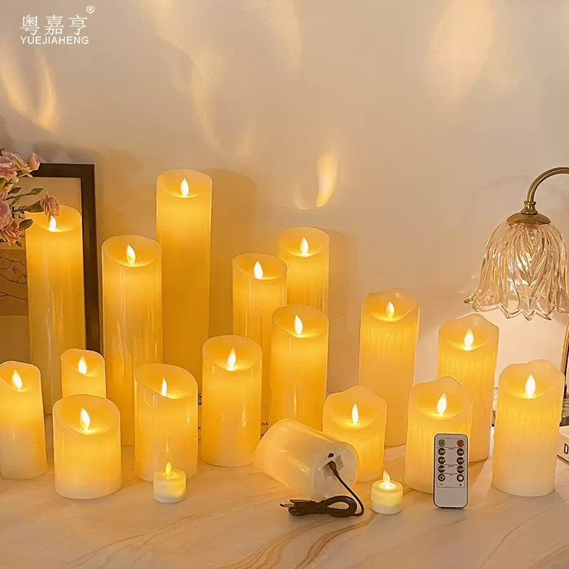 LED电子蜡烛灯创意小夜灯仿真遥控无烟充电蜡烛佛灯供灯道具灯