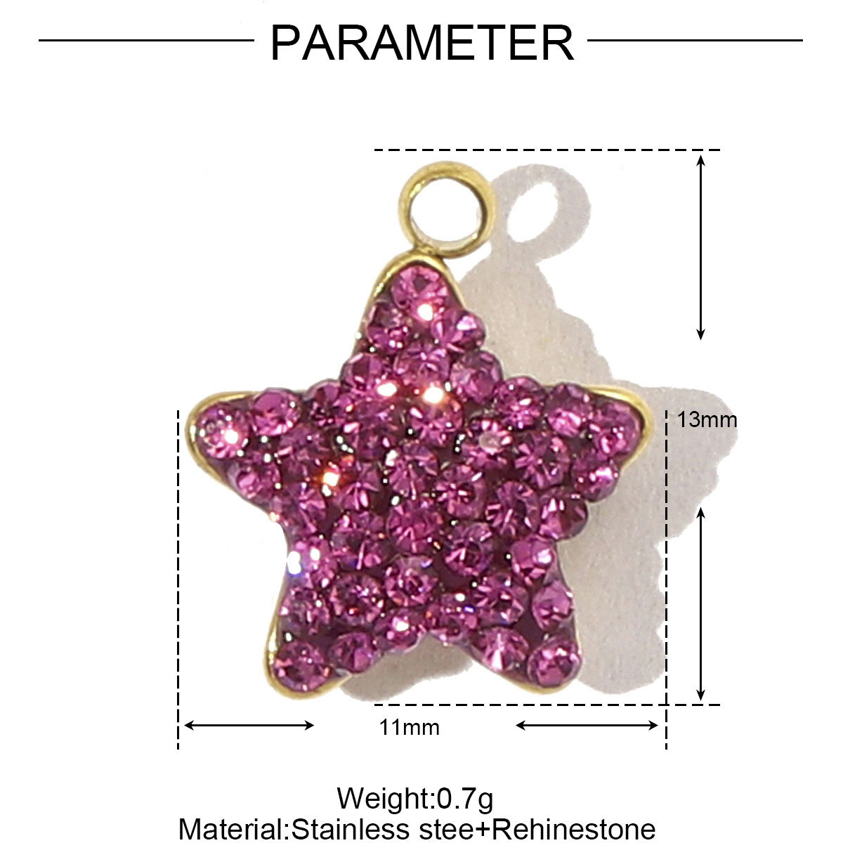 4g Weight Pendant Jewelry Making Type 5 PCS/Package Quantity 304 Stainless Steel Material Star Pattern Vacation, Classic Style Style Inlay Craft 5 PCS/Package Titanium Steel Star Pendant DIY Ornament Accessories 4