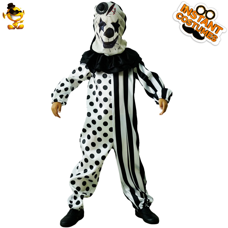 De Halloween videojuego demonio payaso traje de los niños pequeños blanco y negro matando payaso partido etapa traje image 7