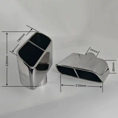 Suitable for Audi modified dual-tail exhaust pipes, stainless steel welded flat square titanium black exhaust tips for left and right sides (Exhaust pipe) - 02-50448ssquare-type-double-polished-single-unit-price