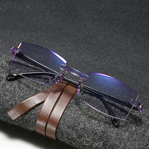 New frameless edge-cut reading glasses for men and women, anti-blue light, 100 degrees to 700 degrees, automatic zoom reading glasses