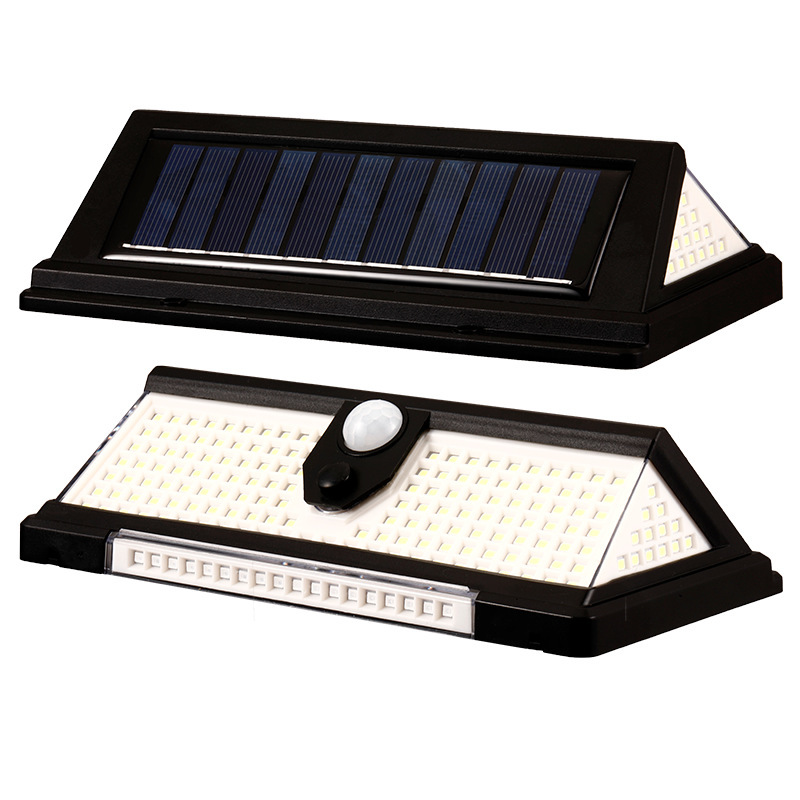 Nueva inducción del cuerpo humano lámpara de escalera impermeable lámpara de pared solar patio 190LED lámpara solar luminosa de tres lados