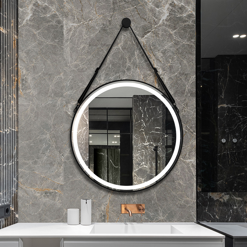 Hanging Mirror Smart Bathroom Mirror Bathroom Toilet Shower Room Touch Screen with Light Anti-Fog LED